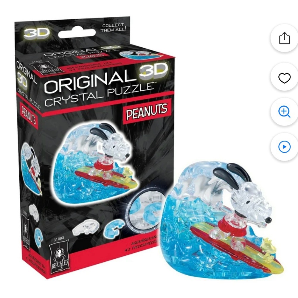 Snoopy Surf Licensed Crystal 3D Puzzle 41 Pieces Age 12+